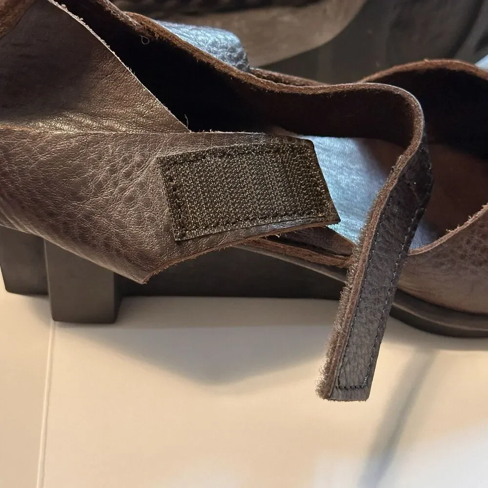 Trippen Germany Women's Brown Leather Edel Mary Jane Wedge EU 38 Lagenlook fairy